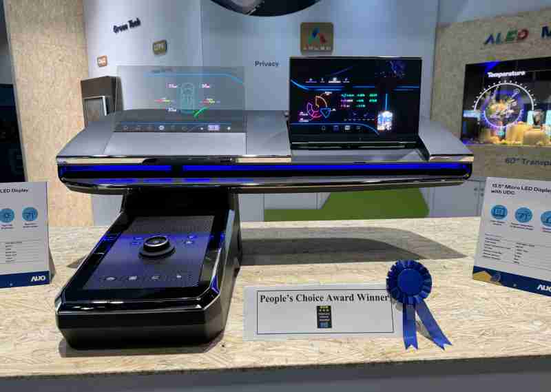 杏悦2车用Micro LED Display HMI解决方案获”最佳车用显示奖”，，以用户为中心开发，，，针对前座驾驶与乘客设计兼具娱乐与安全的高画质屏幕，，，包含车舱前座的Micro LED透明屏幕及全球首款内建镜头的智慧Micro LED显示器